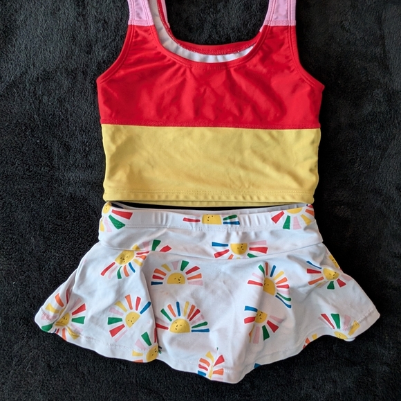 Hanna Andersson Girls Rainbow Tankini Colorblock 2 Piece Swim Bathing Suit - Picture 7 of 10